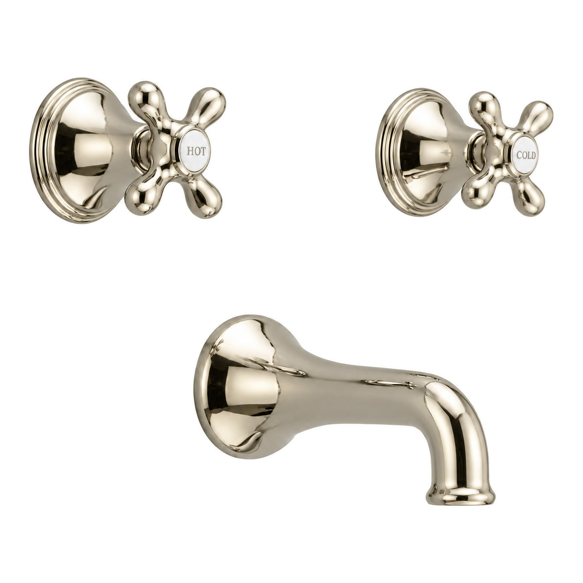 St. Lawrence In-Wall Tub Filler Set Cross Handles P0406 in Polished Nickel