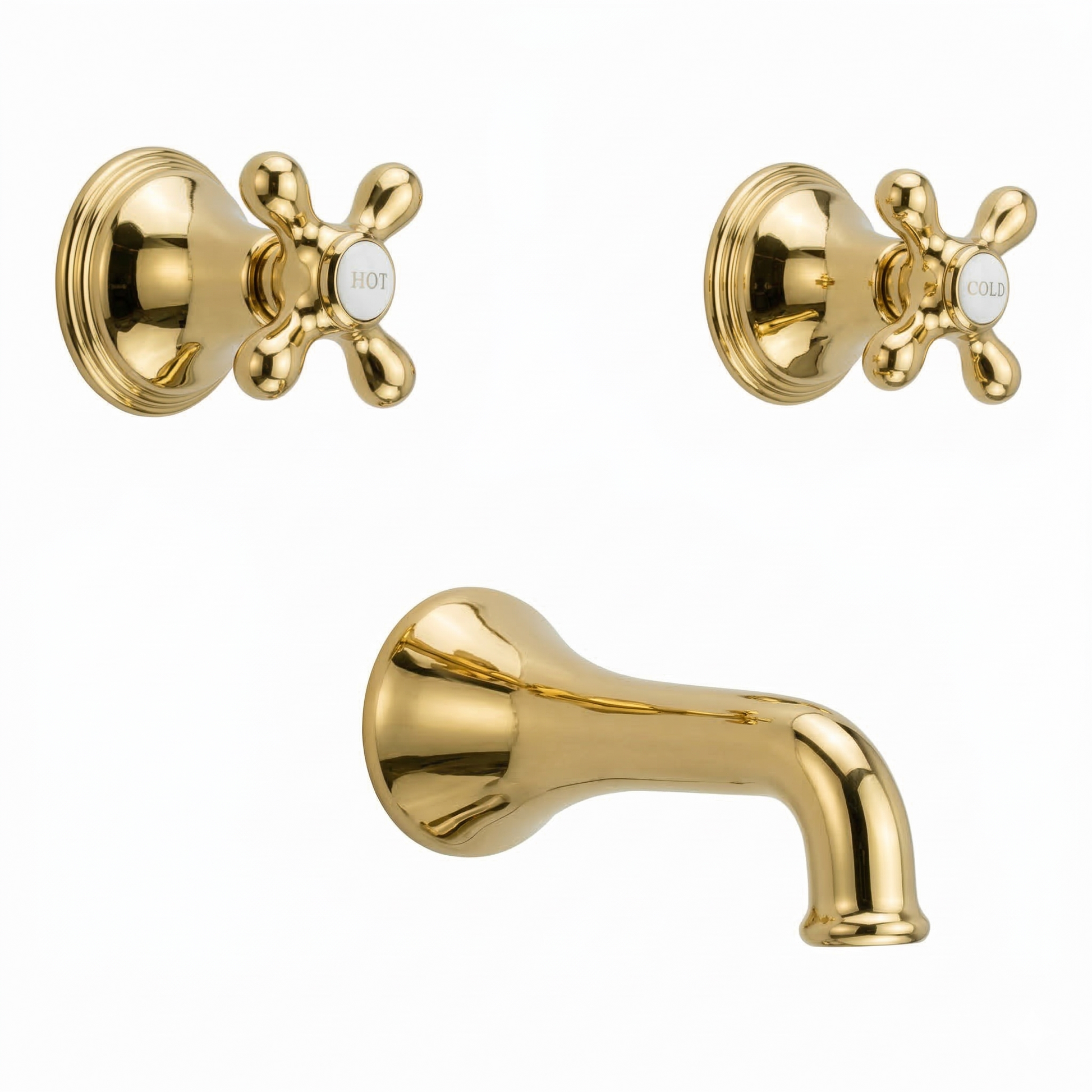 St. Lawrence In-Wall Tub Filler Set Cross Handles P0406 | Strom Living Supercoat Brass - Showers