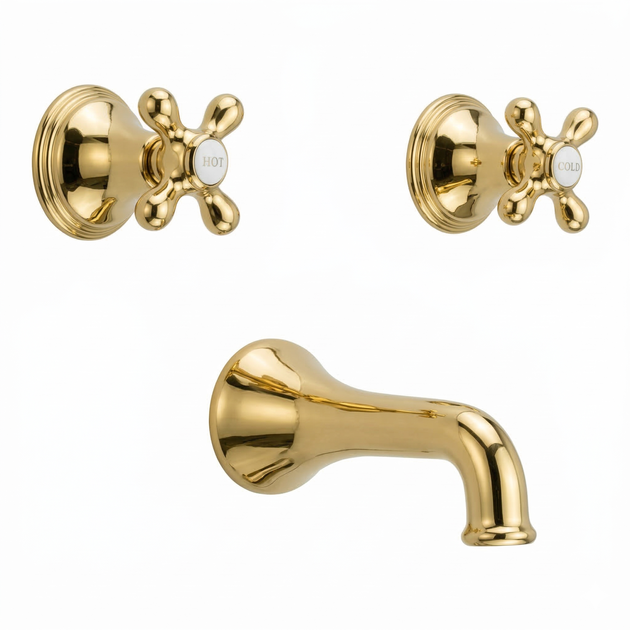 St. Lawrence In-Wall Tub Filler Set Cross Handles P0406 | Strom Living Supercoat Brass - Showers