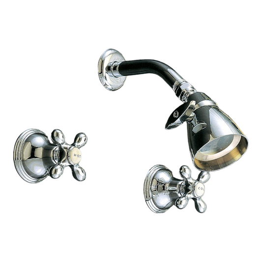 Strom Living St. Lawrence Wall Shower Set With Cross Handle, 8" Center, 2" Shower Nipple and 3 Way Tee