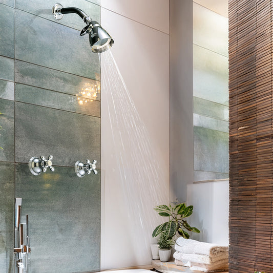 Strom Living St. Lawrence Wall Shower Set With Cross Handle, 8" Center, 2" Shower Nipple and 3 Way Tee