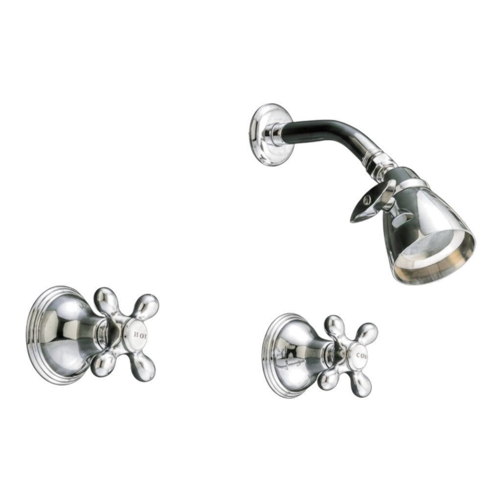 St. Lawrence In-Wall Shower Set With Cross Handle, 8" Center, 2" Shower Nipple and 3 Way Tee P0407 | Strom Living