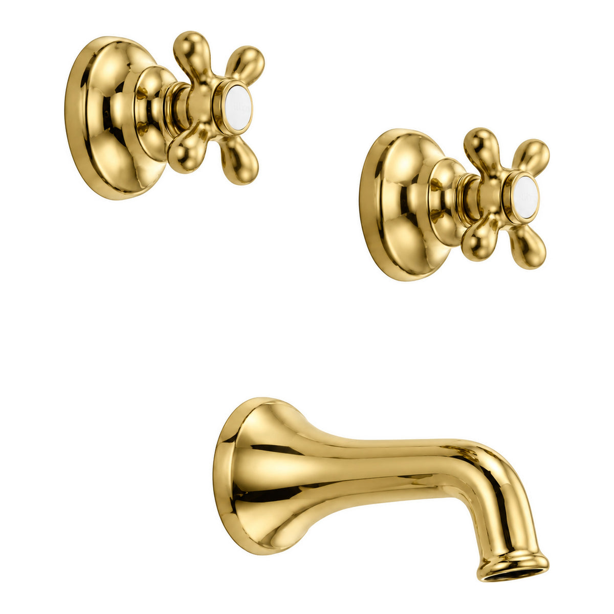 Rhine In-Wall Tub Filler Set P0408 in Supercoat Brass / Polished Brass