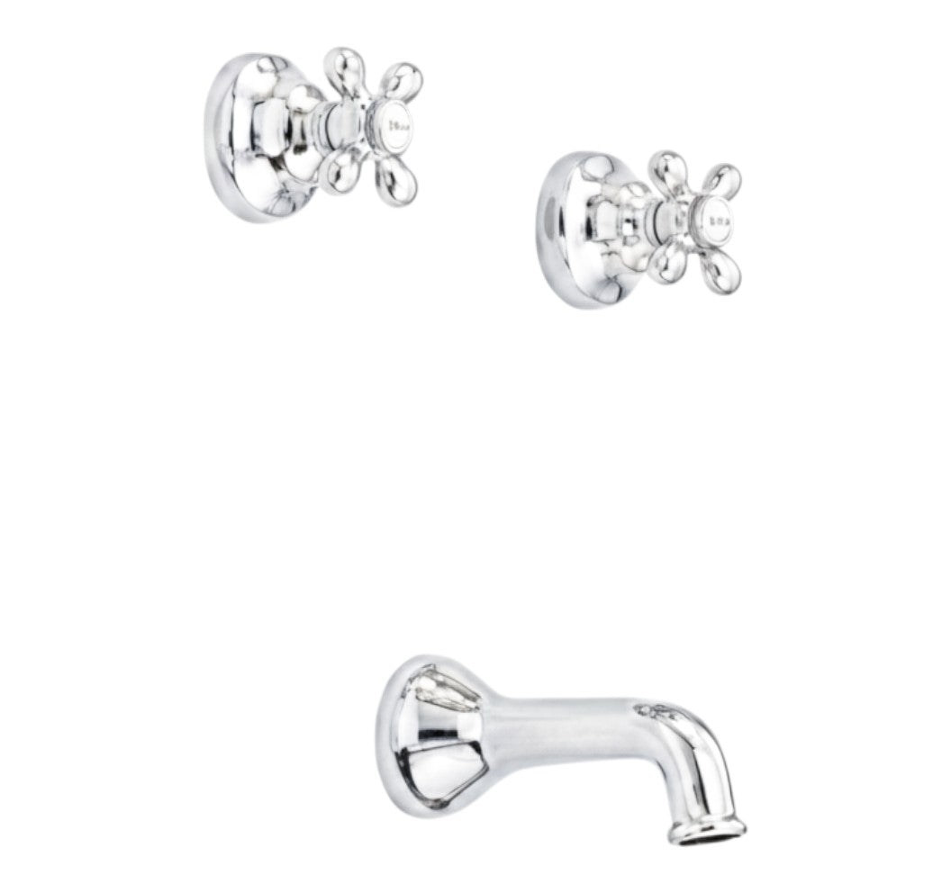 Rhine In-Wall Shower Set With Cross Handle For Cold/Hot, Escutcheons, and Spout P0408 | Strom Living