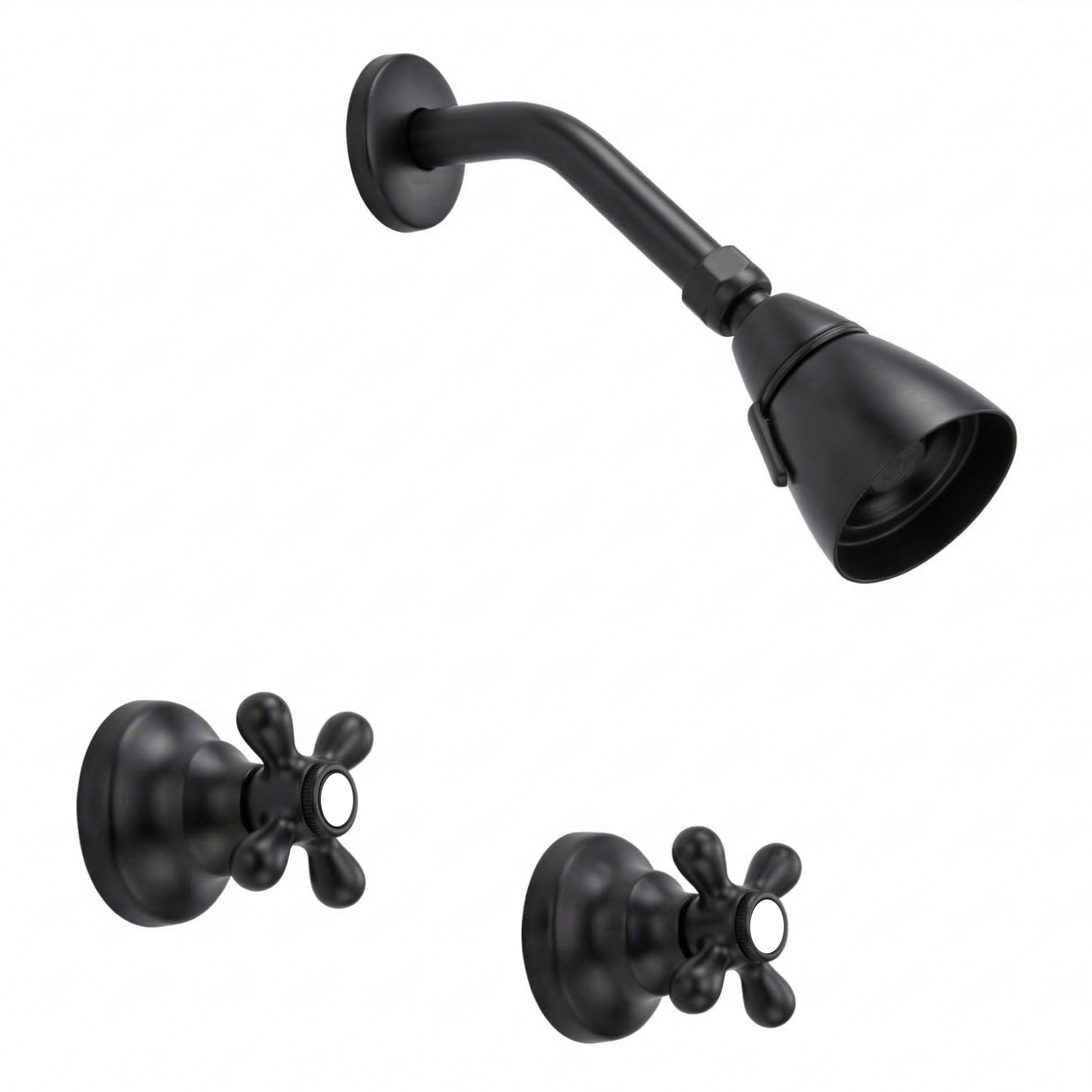 Rhine In-Wall Shower Set with Cross Handles P0409 | Strom Living Satin Black - Showers