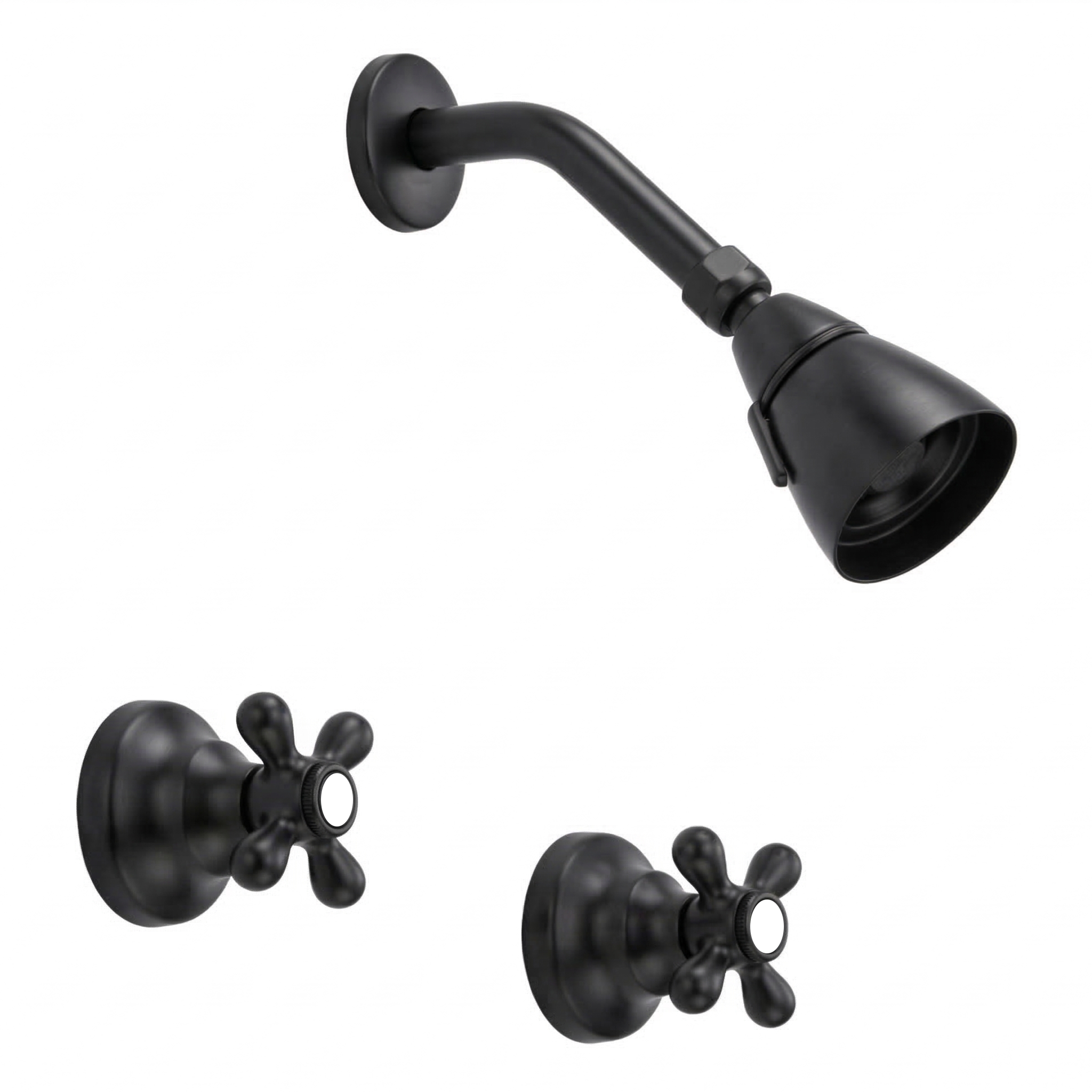 Rhine In-Wall Shower Set with Cross Handles P0409 | Strom Living Satin Black - Showers