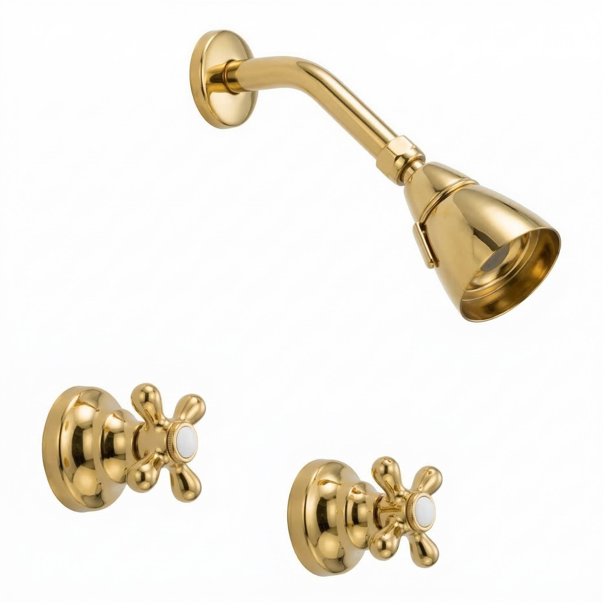 Rhine In-Wall Shower Set with Cross Handles P0409 | Strom Living Polished Brass - Showers