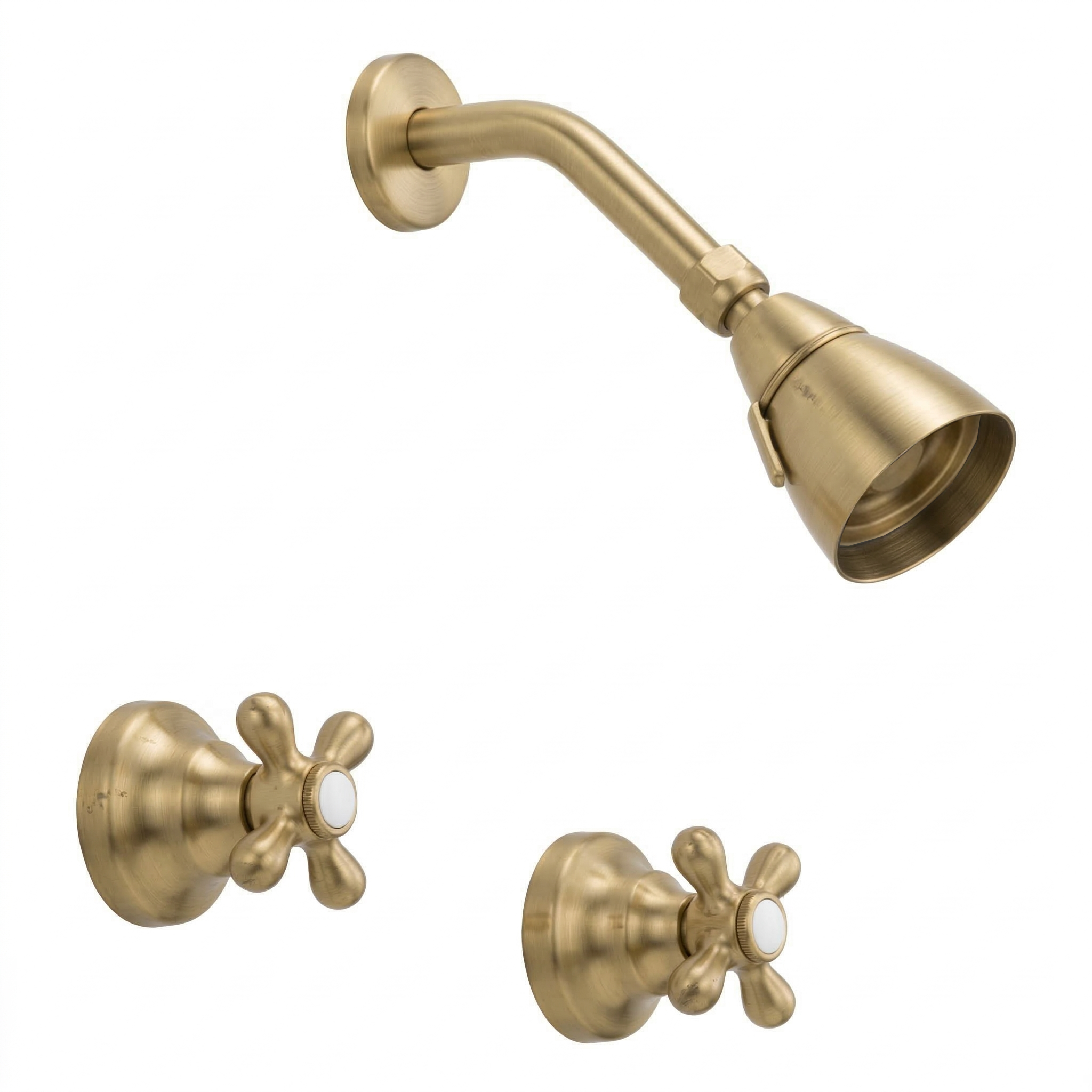 Rhine In-Wall Shower Set with Cross Handles P0409 | Strom Living Satin Brass - Showers