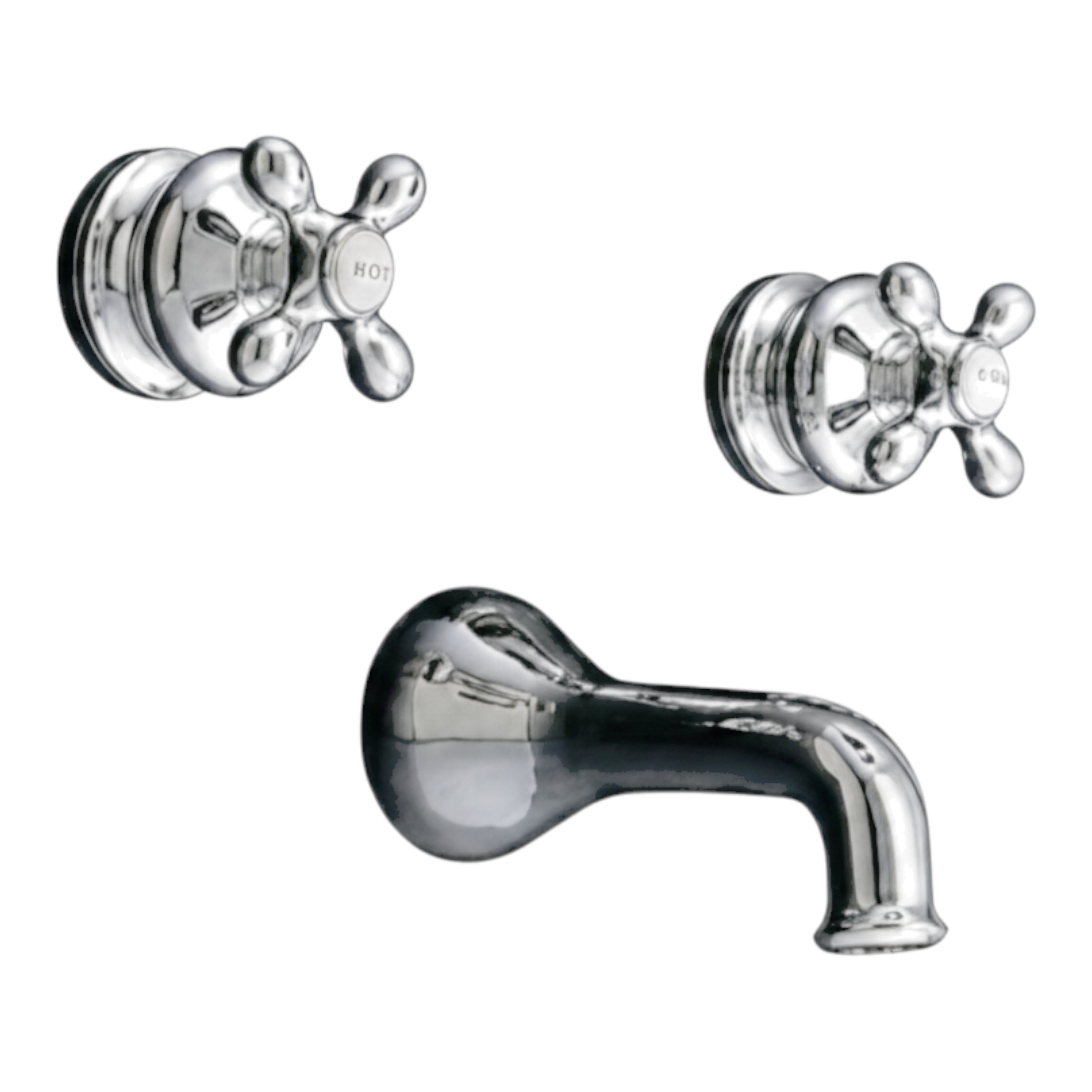 Thames In-Wall Shower Set With Cross Handle For Hot/Cold, Escutcheons, and Spout P0412 | Strom Living