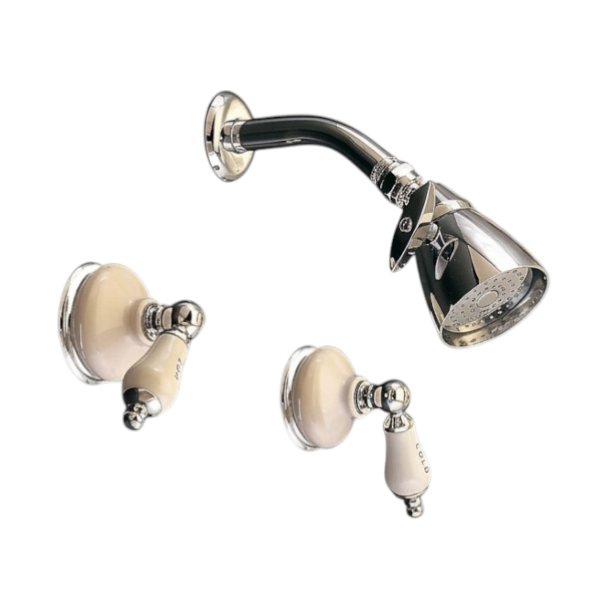 Sacramento In-Wall Shower Set with Porcelain Escutcheons, Lever Handles and Spout P0450 | Strom Living Chrome - Showers