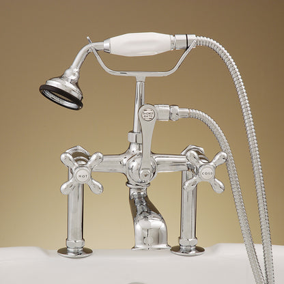 Strom Living British Telephone Deck Mount Tub Faucet with Handheld Shower and Diverter Handle