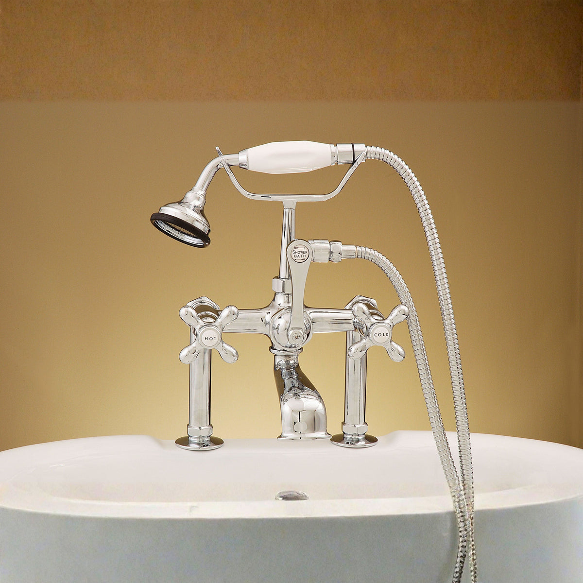 British Telephone Deck Mount Tub Faucet P0341 | Strom Living Chrome 6" 90 Degree Pair - Tub Fillers