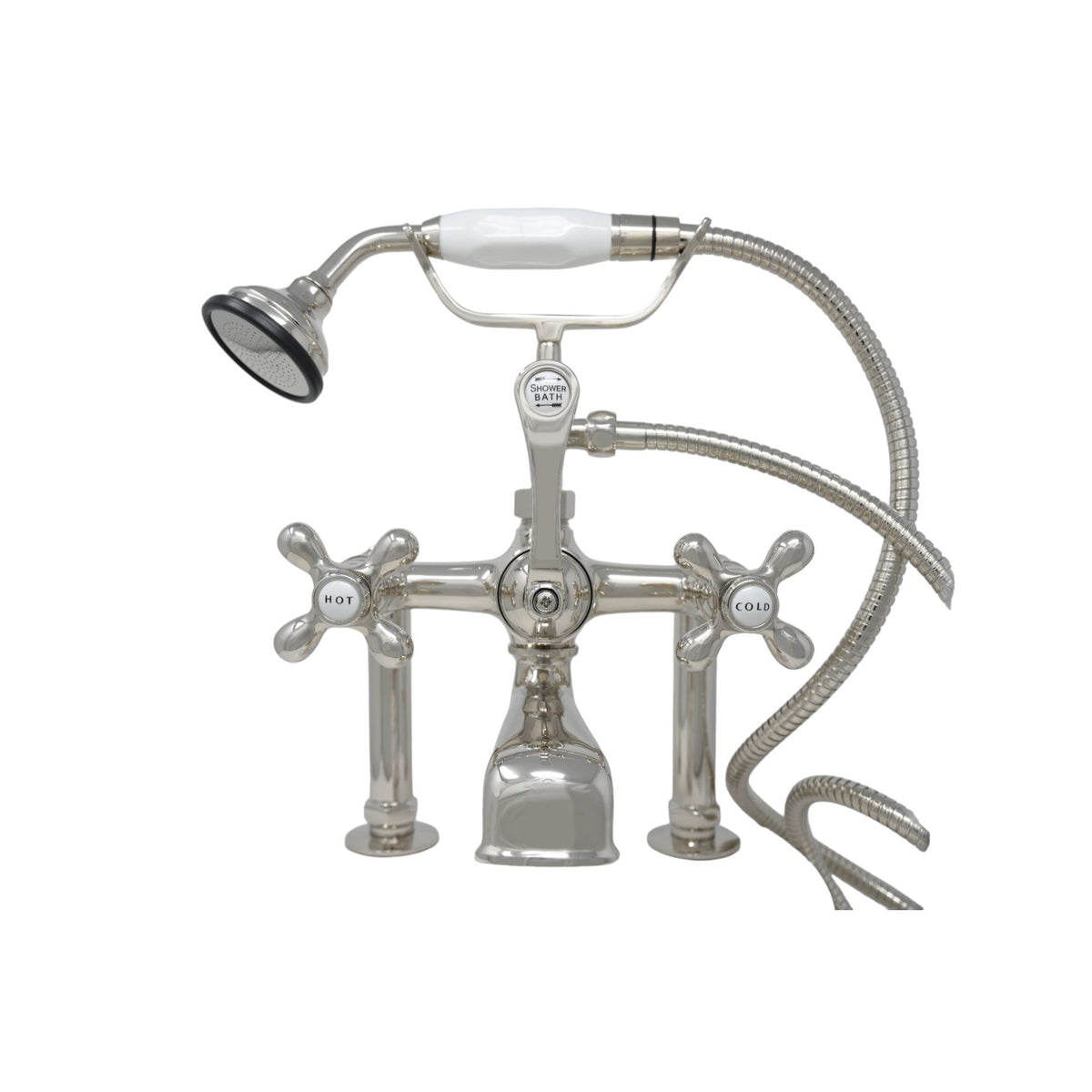 British Telephone Deck Mount Tub Faucet P0341 | Strom Living Polished Nickel 6" 90 Degree Pair - Tub Fillers