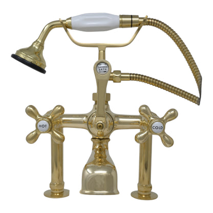 Strom Living British Telephone Deck Mount Tub Faucet with Handheld Shower and Diverter Handle