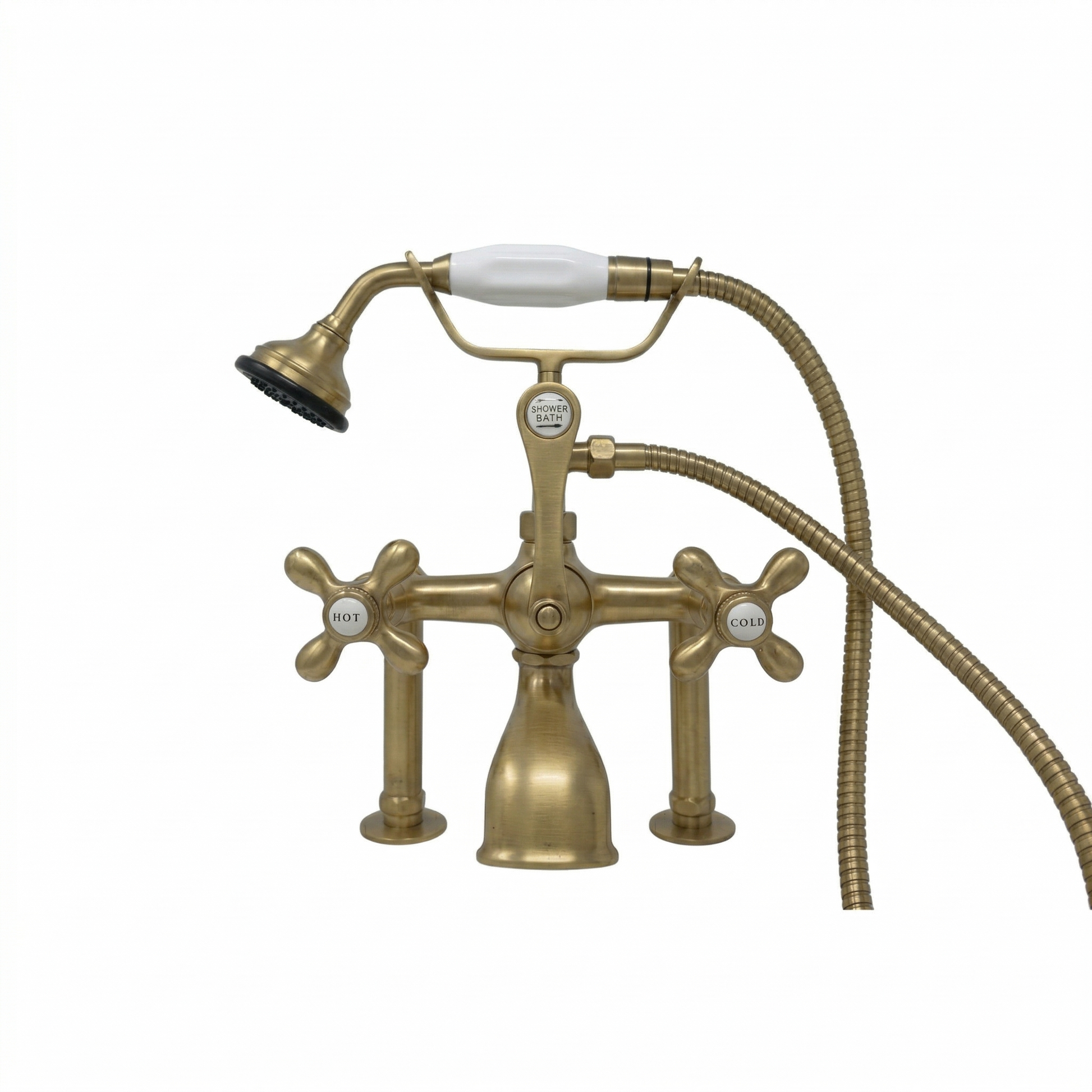 British Telephone Deck Mount Tub Faucet P0462 | Strom Living Satin Brass - Tub Fillers