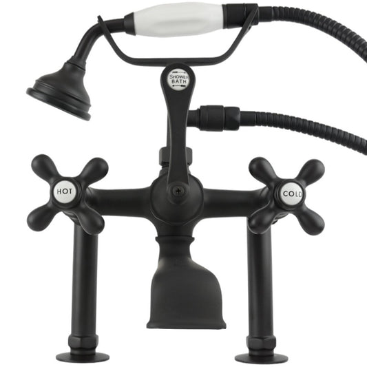 Strom Living British Telephone Deck Mount Tub Faucet with Handheld Shower and Diverter Handle