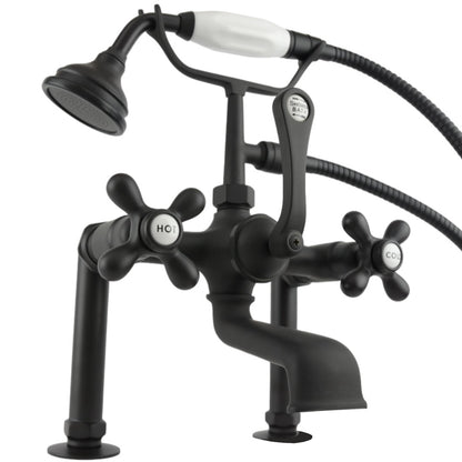 Strom Living British Telephone Deck Mount Tub Faucet with Handheld Shower and Diverter Handle