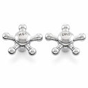 Strom Living P0475 5 Spoke Handle Pair With Porcelain Buttons Chrome Temperature Handle Pair - Faucet Parts