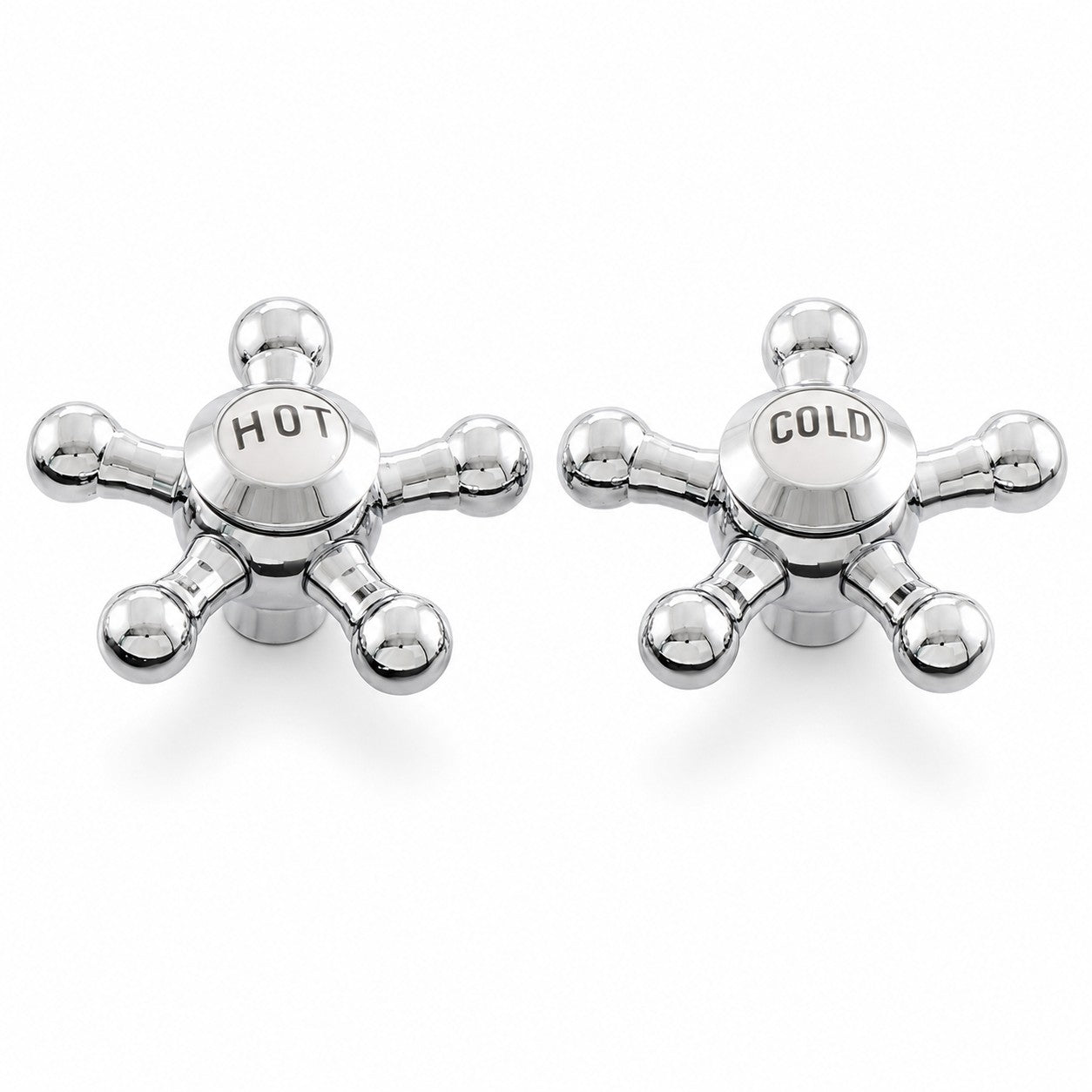 Strom Living P0475 5 Spoke Handle Pair With Porcelain Buttons Chrome Temperature Handle Pair - Faucet Parts