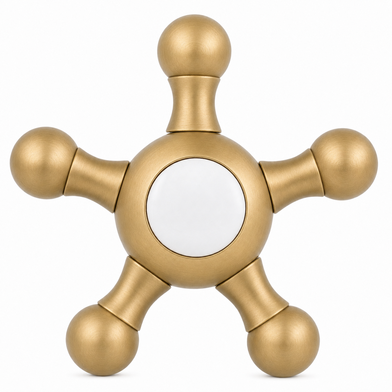 Strom Living P0475 5 Spoke Handle Pair With Porcelain Buttons Satin Brass Diverter Handle - Faucet Parts