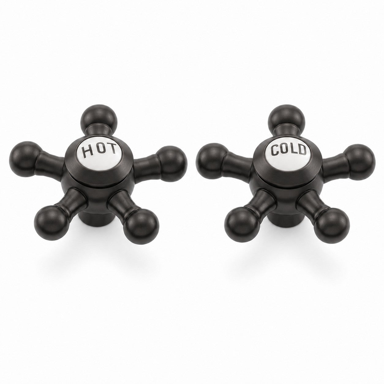 Strom Living P0475 5 Spoke Handle Pair With Porcelain Buttons Oil Rubbed Bronze Temperature Handle Pair - Faucet Parts