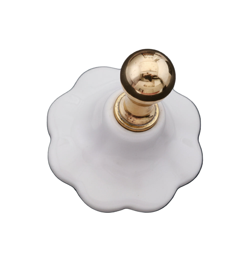 Porcelain Traditional Style Wall Mount Robe Hook, Solid Brass and Escutcheon P0508 | Strom Living