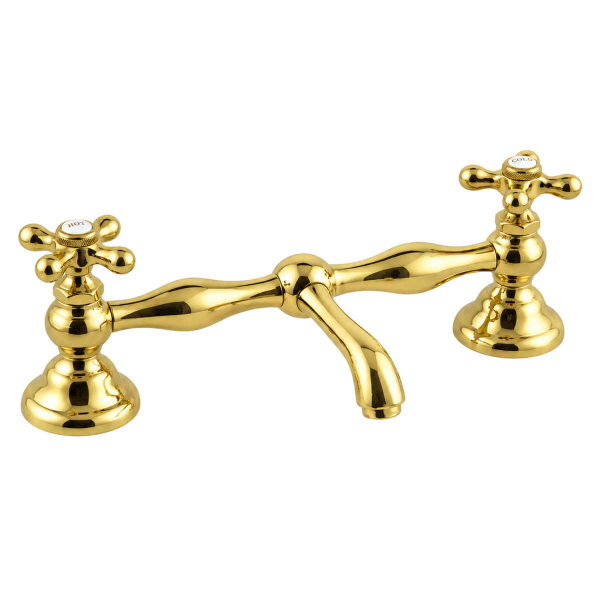 Columbia Bridge Straight Lav Faucet P0549 in Supercoat Brass / Polished Brass