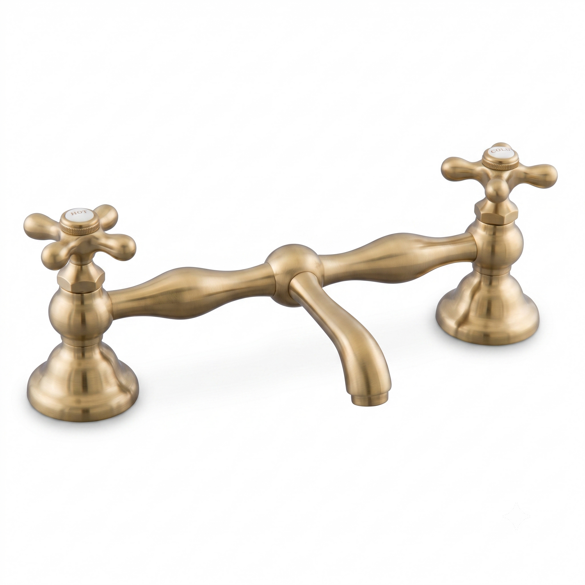 Columbia Bridge Straight Lav Faucet P0549 | Strom Living Satin Brass 12" - Bathroom Faucets