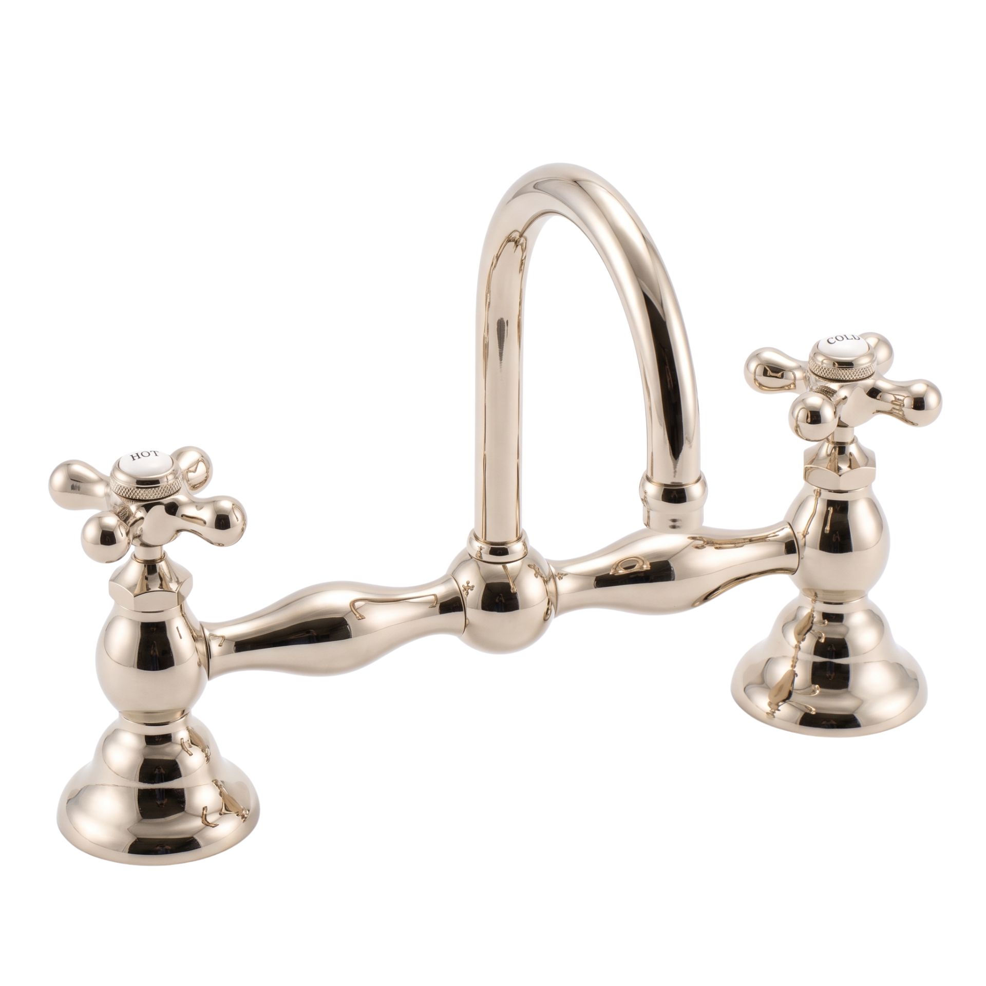 Columbia Bridge Gooseneck Lav Faucet P0550 | Strom Living Polished Nickel 12" - Bathroom Faucets