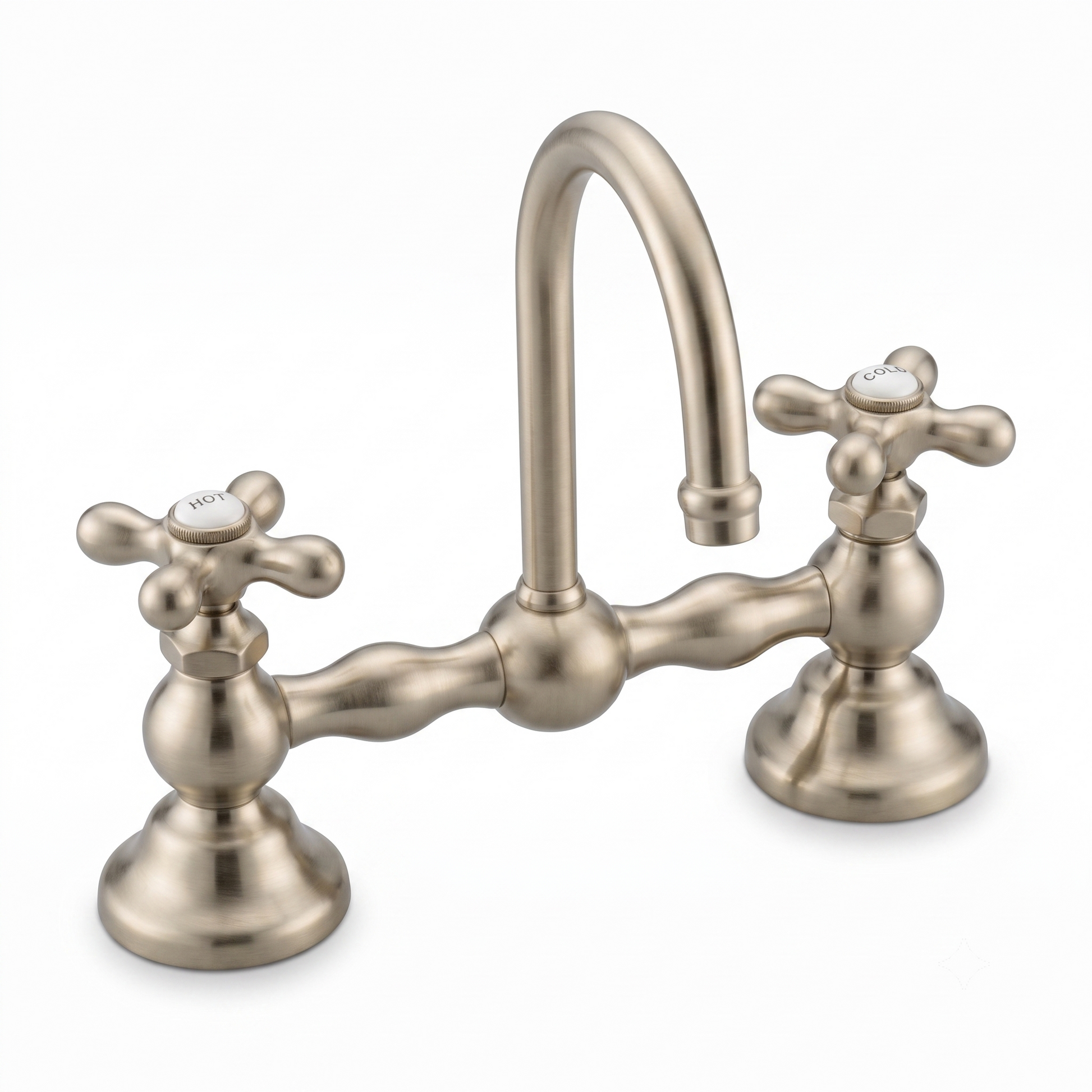 Columbia Bridge Gooseneck Lav Faucet P0550 | Strom Living Matte Nickel 8" - Bathroom Faucets