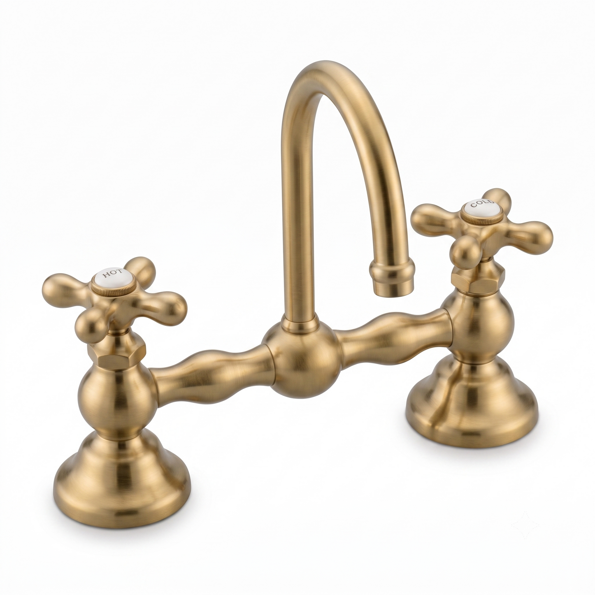Columbia Bridge Gooseneck Lav Faucet P0550 | Strom Living Satin Brass 8" - Bathroom Faucets