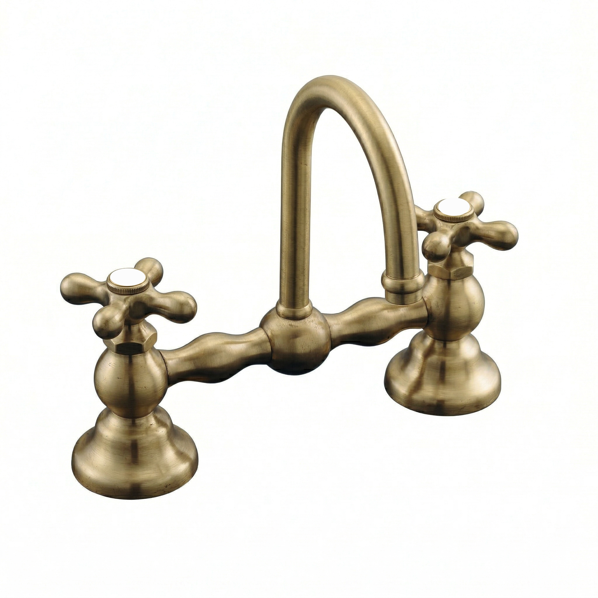 Columbia Bridge Gooseneck Lav Faucet P0550 | Strom Living Satin Brass - Bathroom Faucets