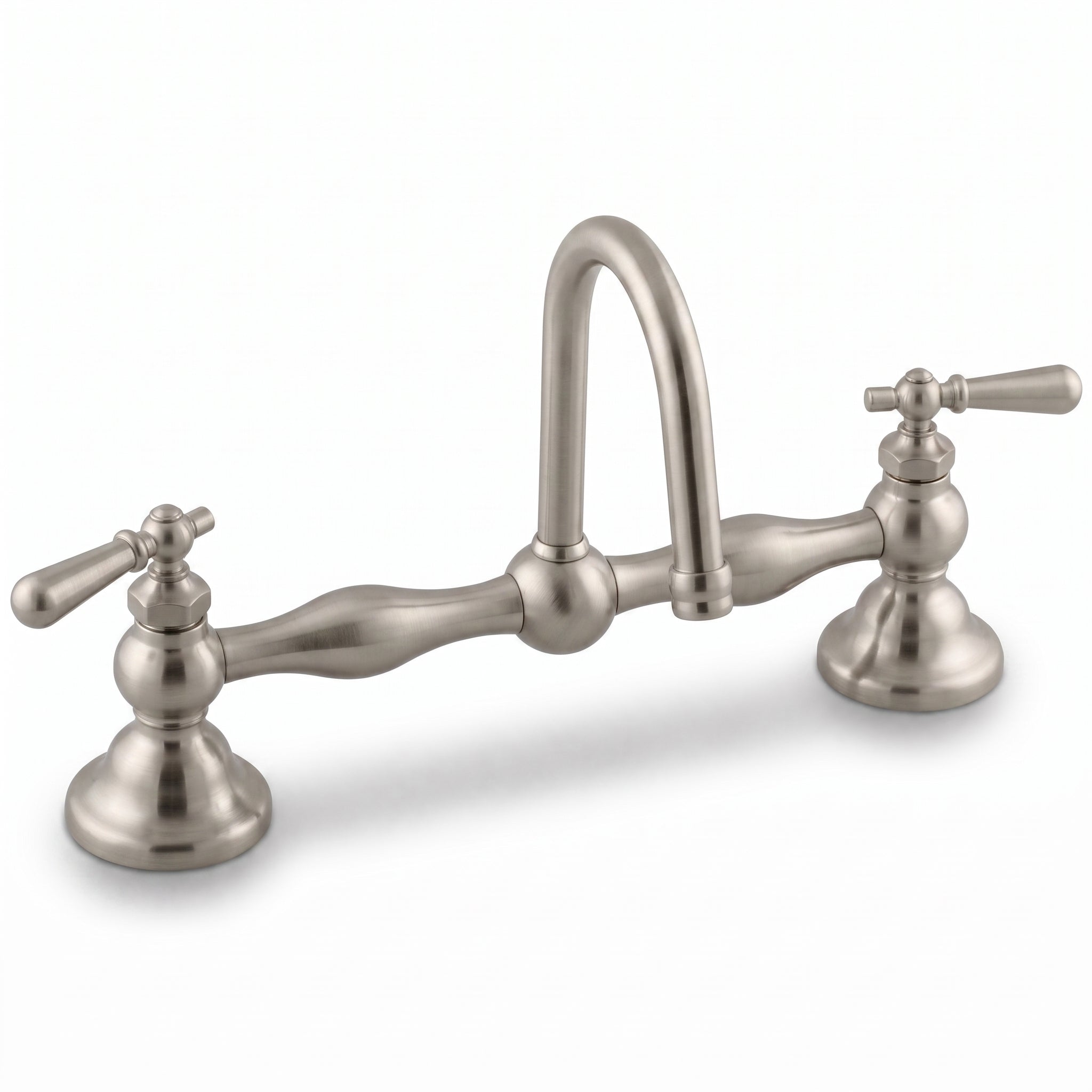 Columbia Bridge Lavatory Faucet Lever Handles P0557 | Strom Living Matte Nickel 12" - Bathroom Faucets