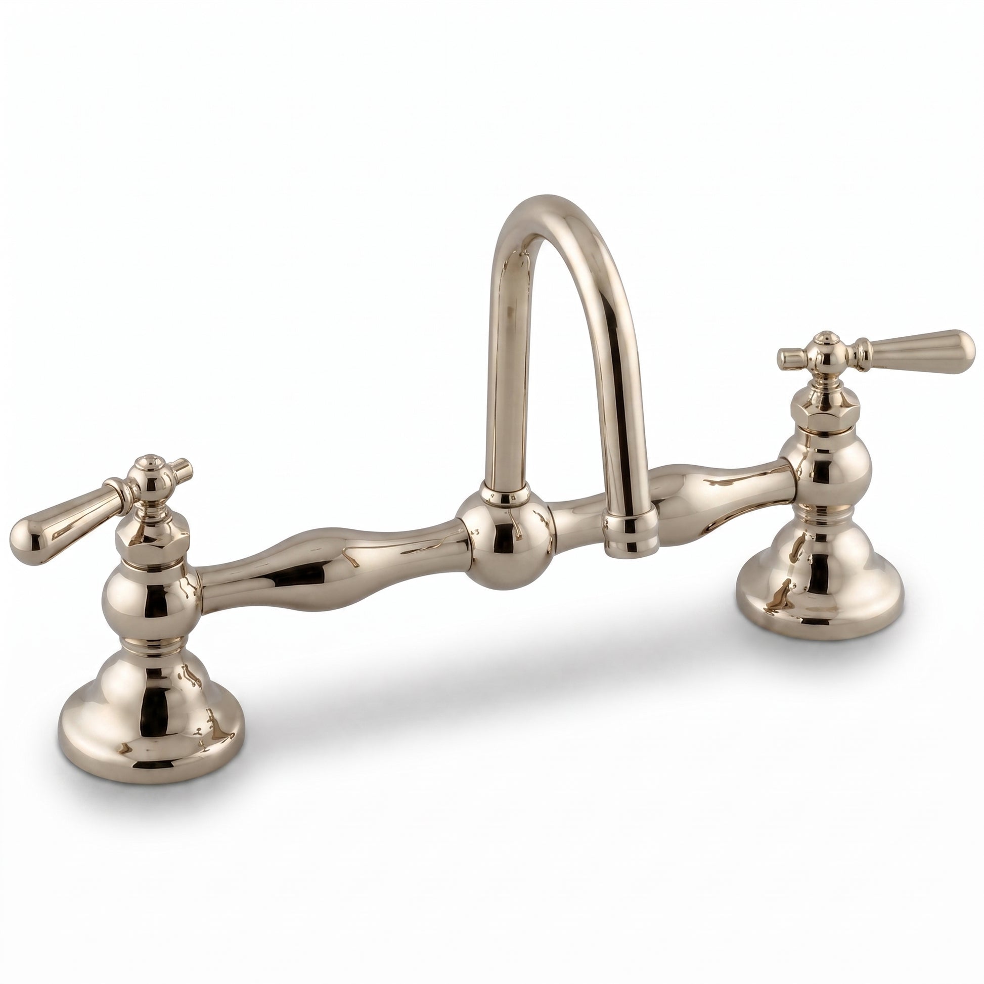 Columbia Bridge Lavatory Faucet Lever Handles P0557 | Strom Living Polished Nickel 12" - Bathroom Faucets