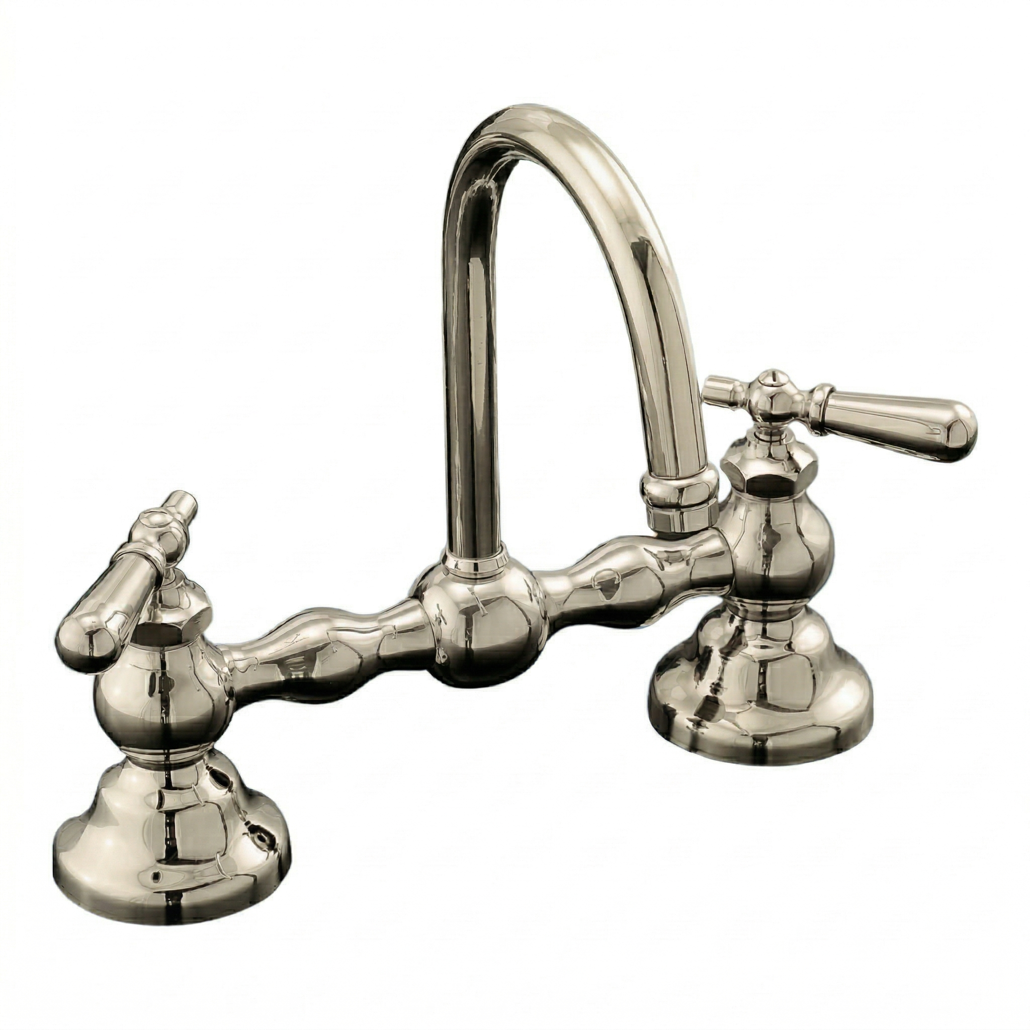 Columbia Bridge Lavatory Faucet Lever Handles P0557 | Strom Living Polished Nickel 12" - Bathroom Faucets
