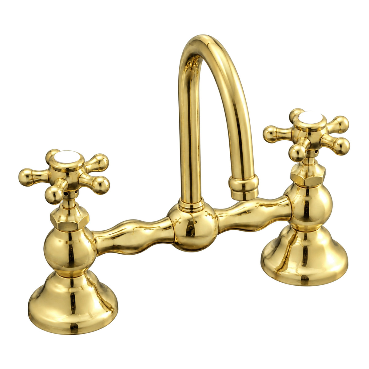 Columbia Gooseneck Bridge Faucet P0558 in Supercoat Brass / Polished Brass
