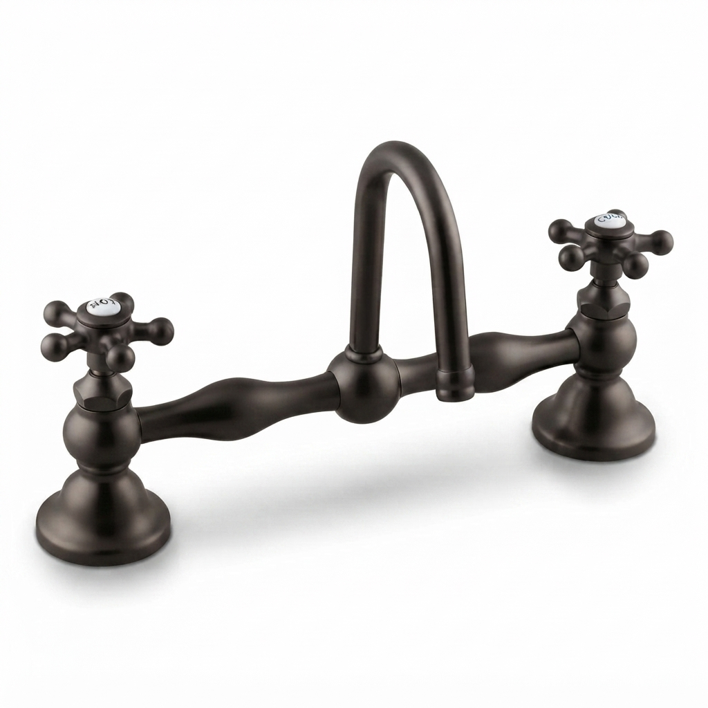 Columbia Gooseneck Bridge Faucet P0558 | Strom Living Satin Black 12" - Bathroom Faucets