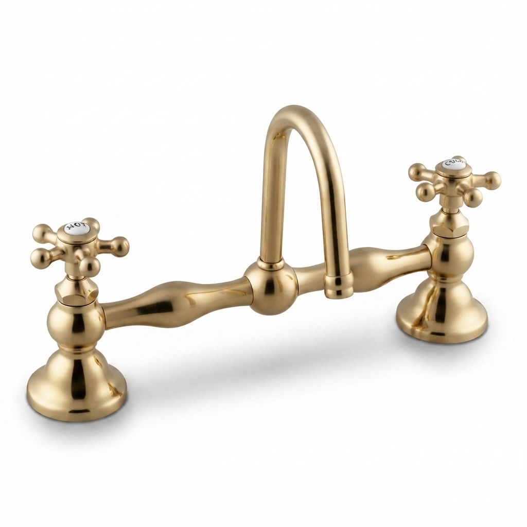 Columbia Gooseneck Bridge Faucet P0558 | Strom Living Polished Brass 12" - Bathroom Faucets