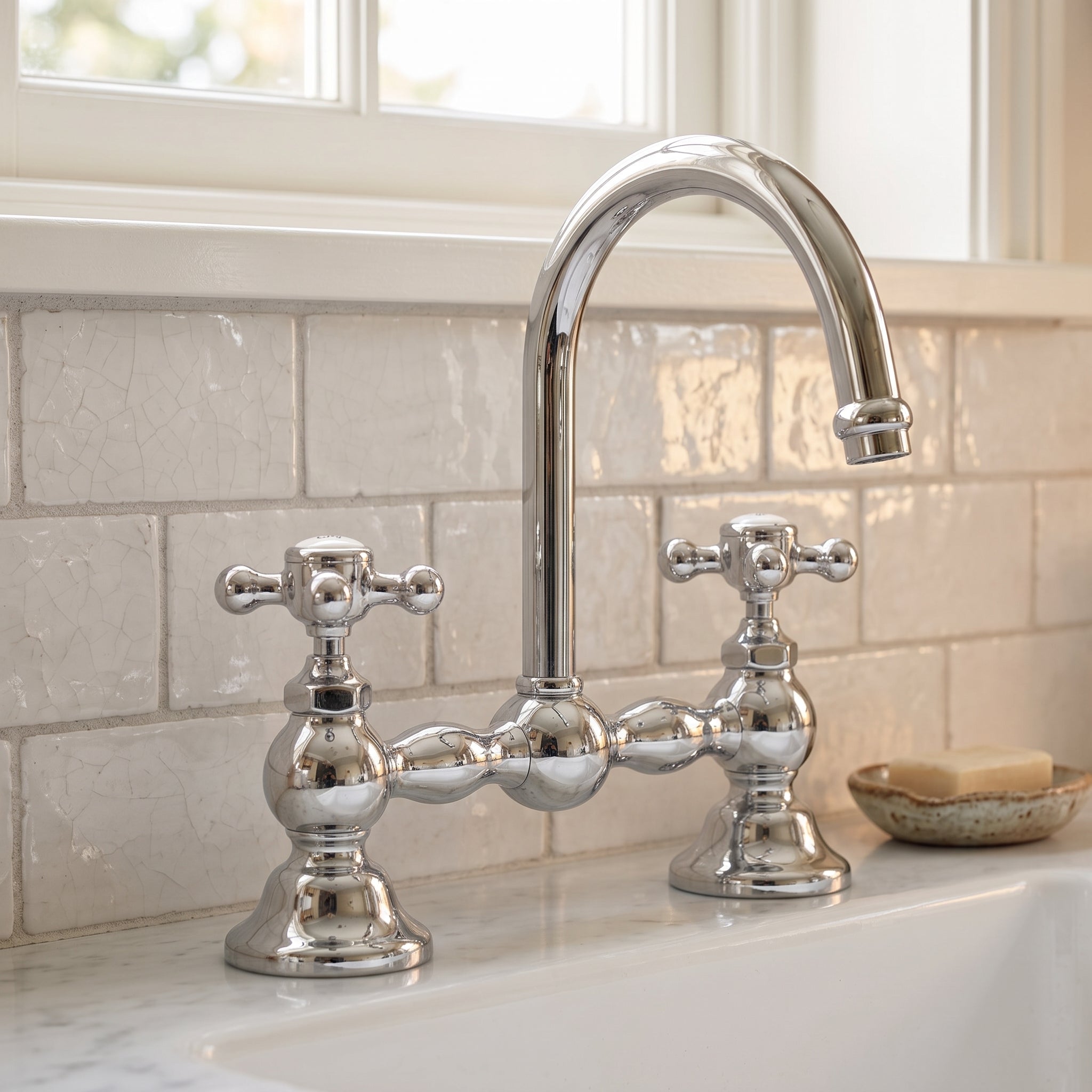 Columbia Gooseneck Bridge Faucet P0558 | Strom Living - Bathroom Faucets