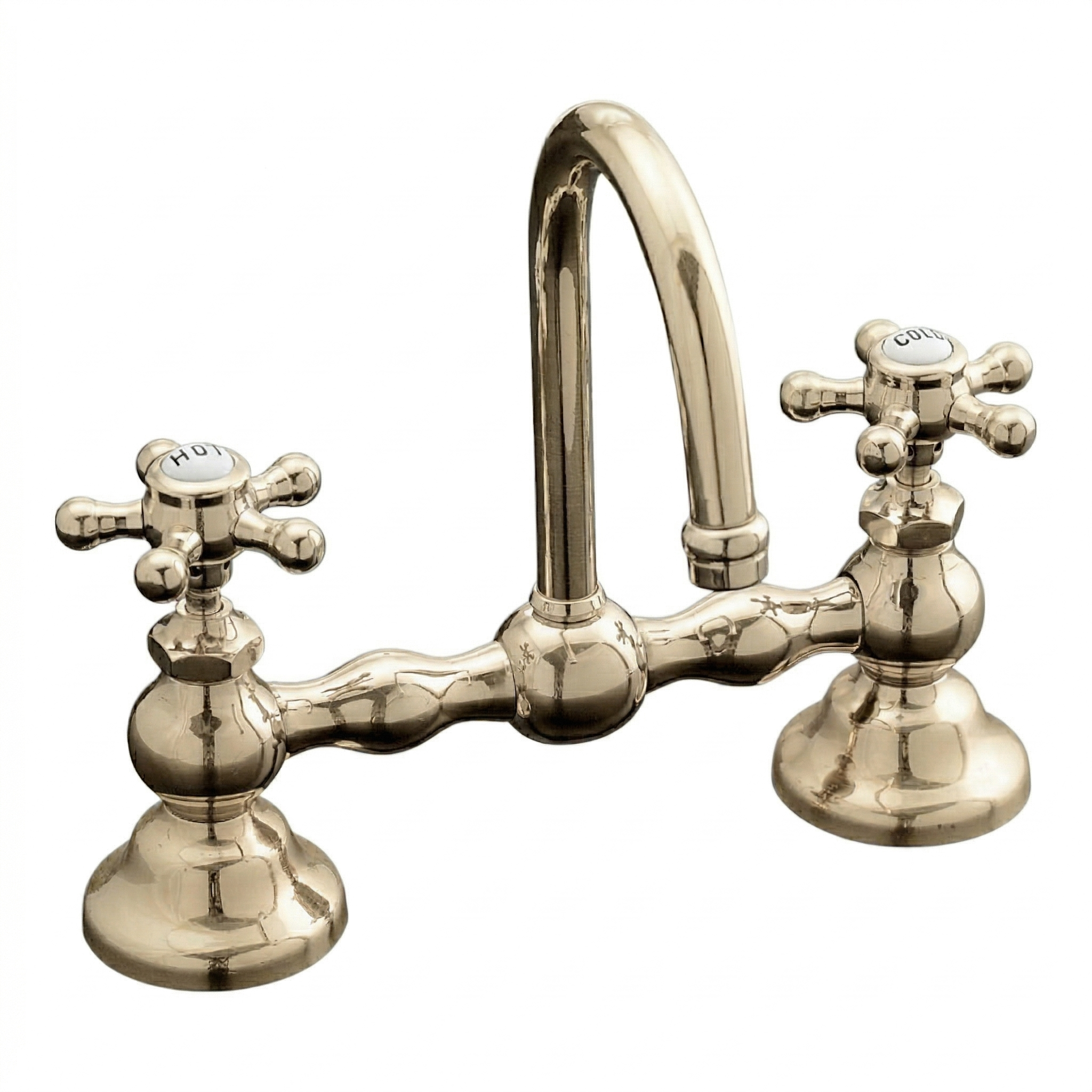 Columbia Gooseneck Bridge Faucet P0558 | Strom Living Polished Nickel 8" - Bathroom Faucets