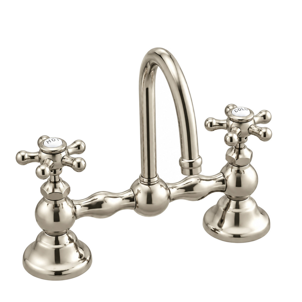 Columbia Gooseneck Bridge Faucet P0558 in Polished Nickel