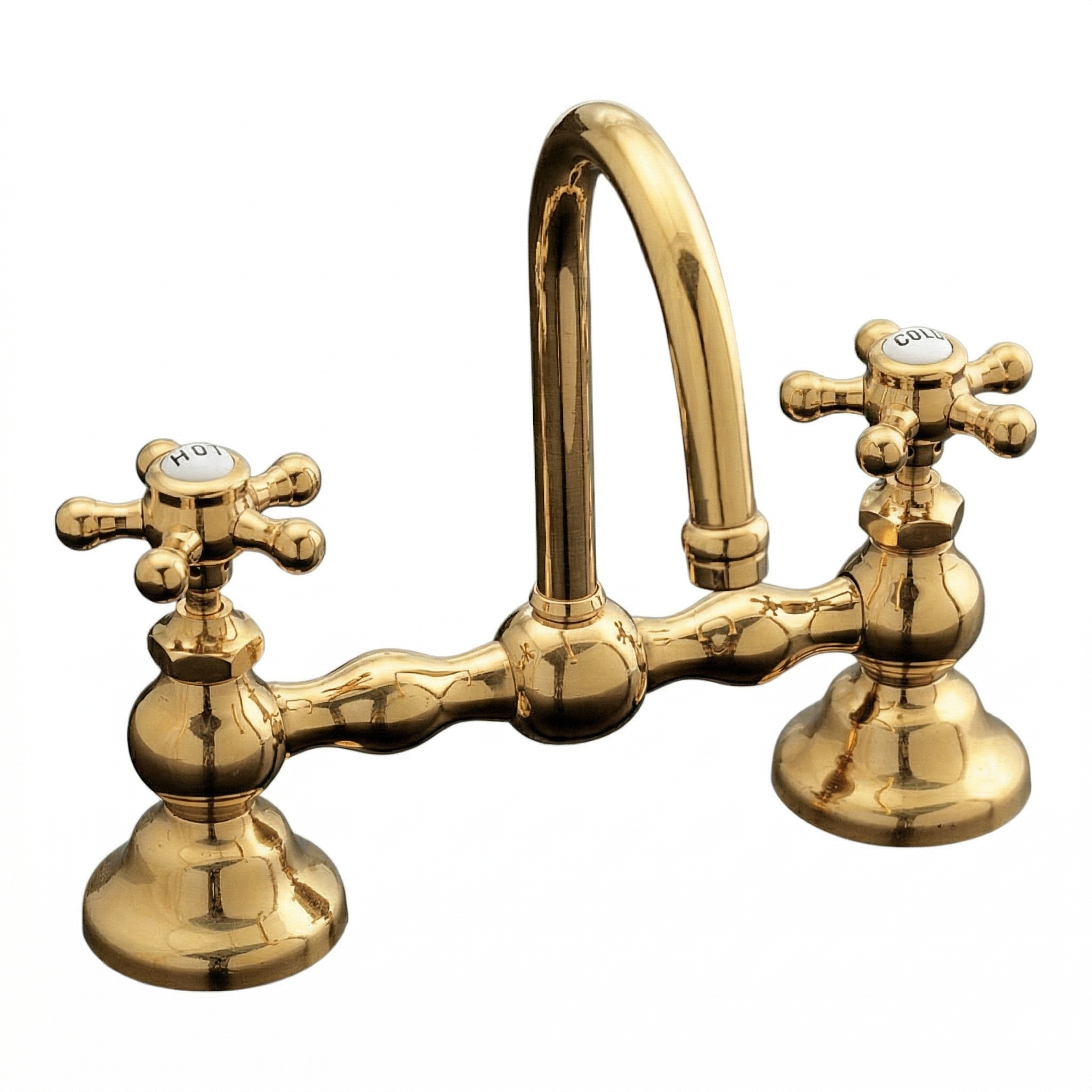 Columbia Gooseneck Bridge Faucet P0558 | Strom Living Polished Brass 12" - Bathroom Faucets