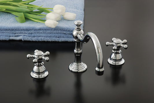 Strom Living Rio Grande Widespread Lavatory Faucet with 5 Spoke Handles and Pop-up Drain