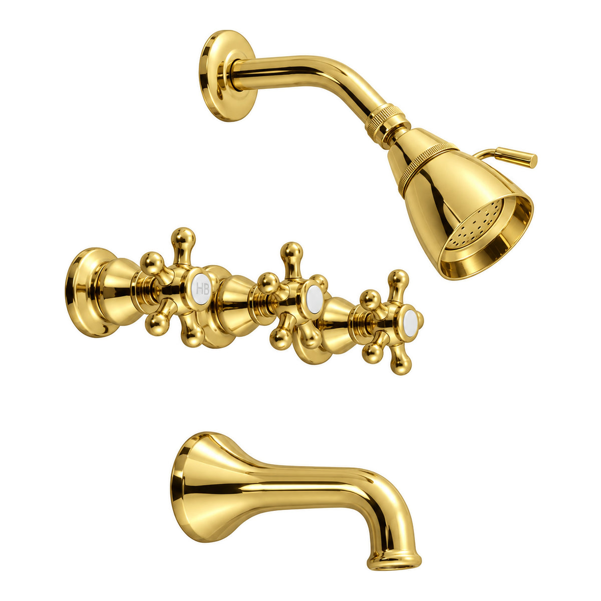 Rio Grande In-Wall Tub & Shower Set P0589 in Supercoat Brass / Polished Brass