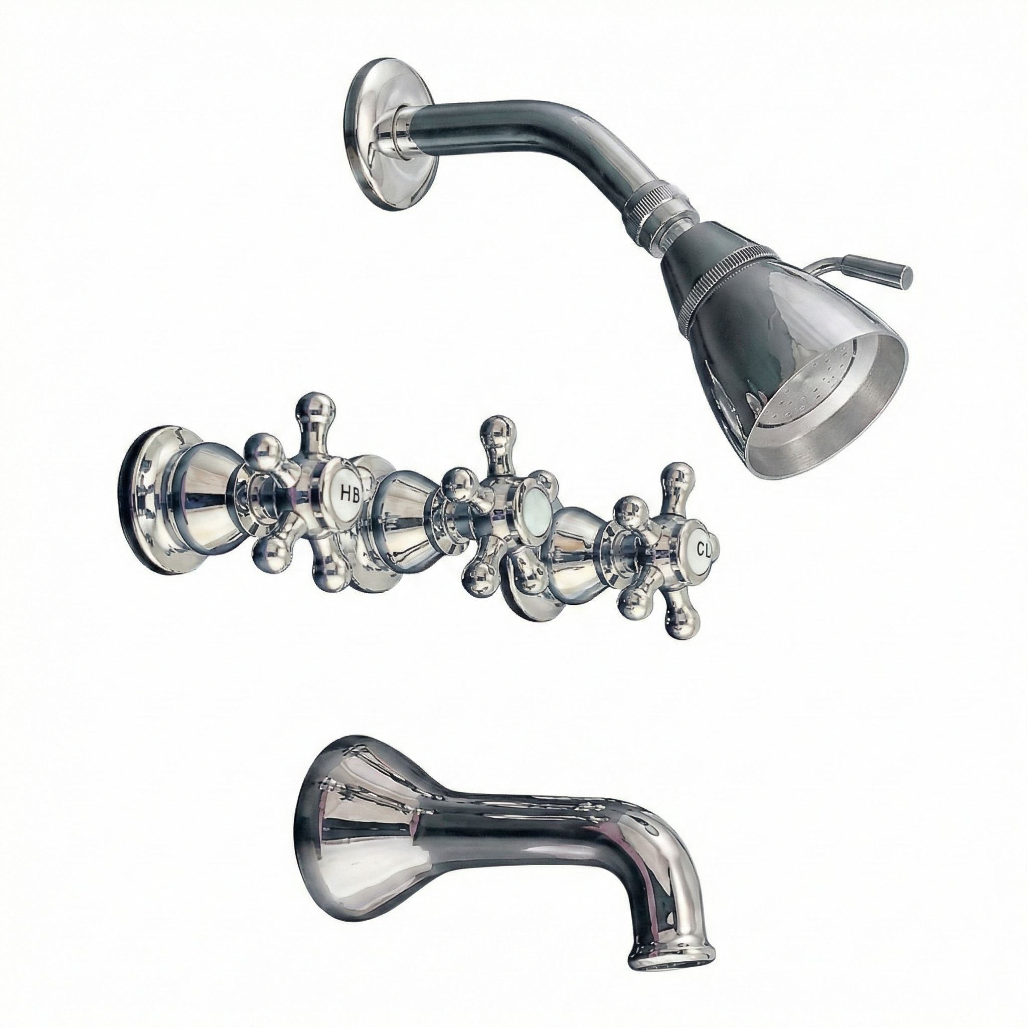 Rio Grande In-Wall Shower Set With 9" Centers, 5 Spoke Handles and 2" Shower Nipple P0589 | Strom Living