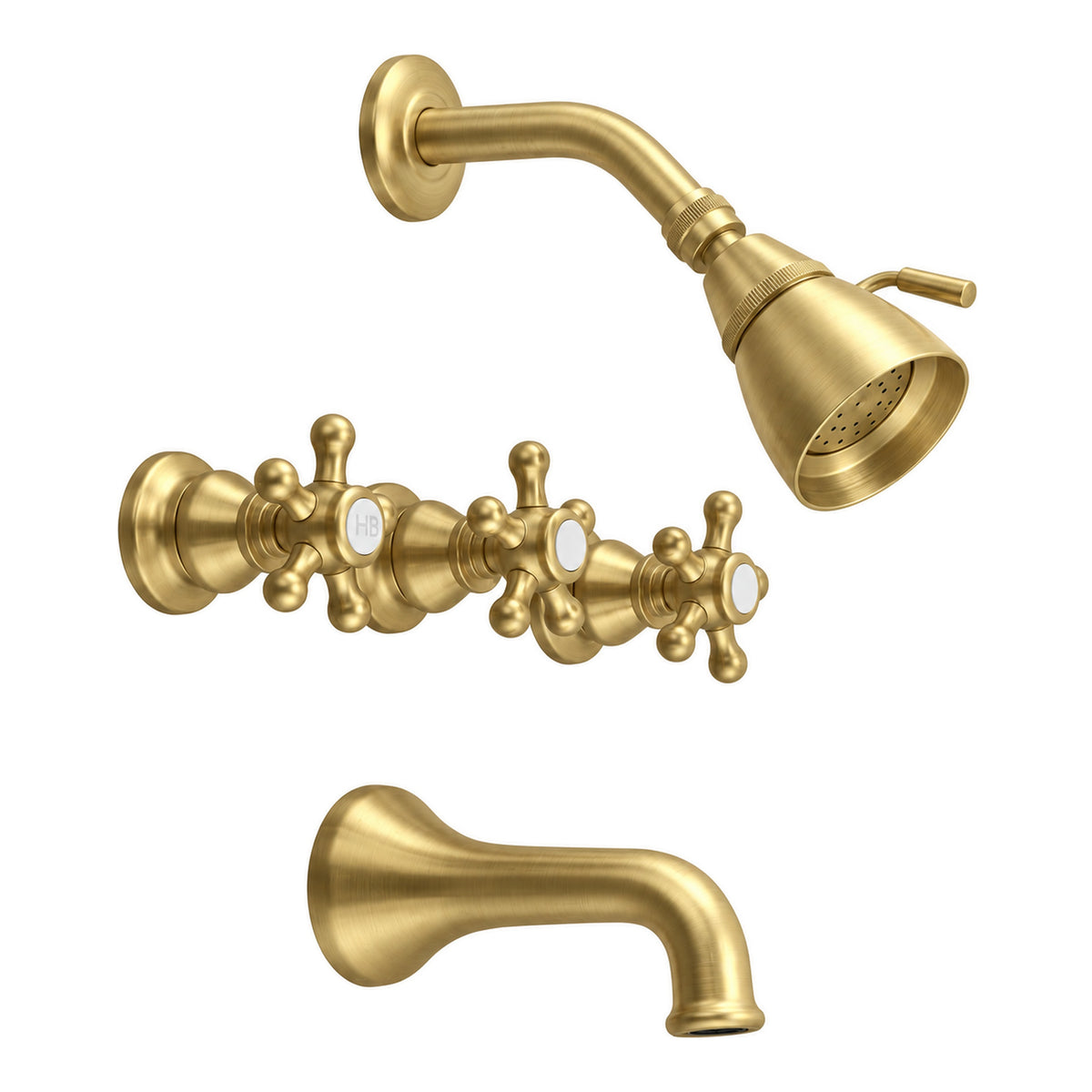 Rio Grande In-Wall Tub & Shower Set P0589 in Satin Brass