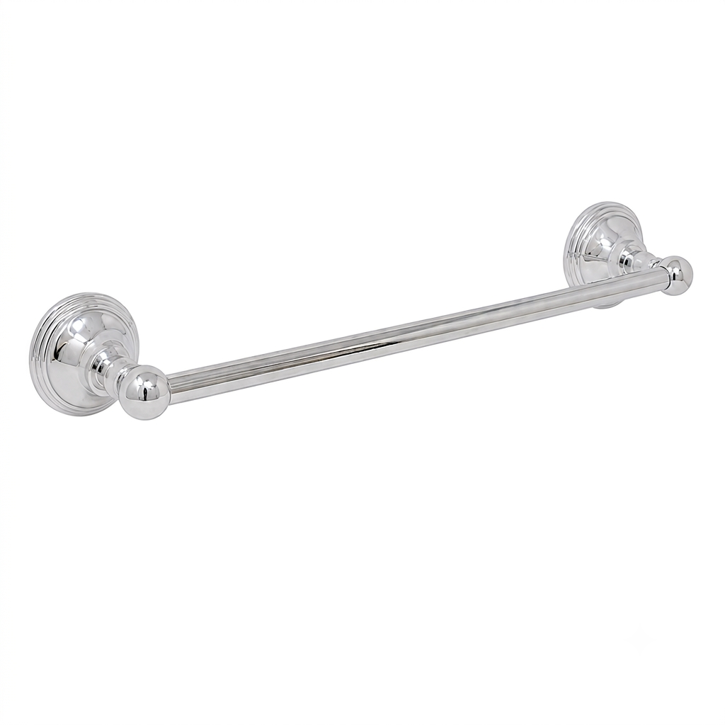 St. Lawrence Traditional Style Wall Mount Towel Bar 18'', Solid Brass and Brackets P0607 | Strom Living Chrome 18" - Bathroom Accessories