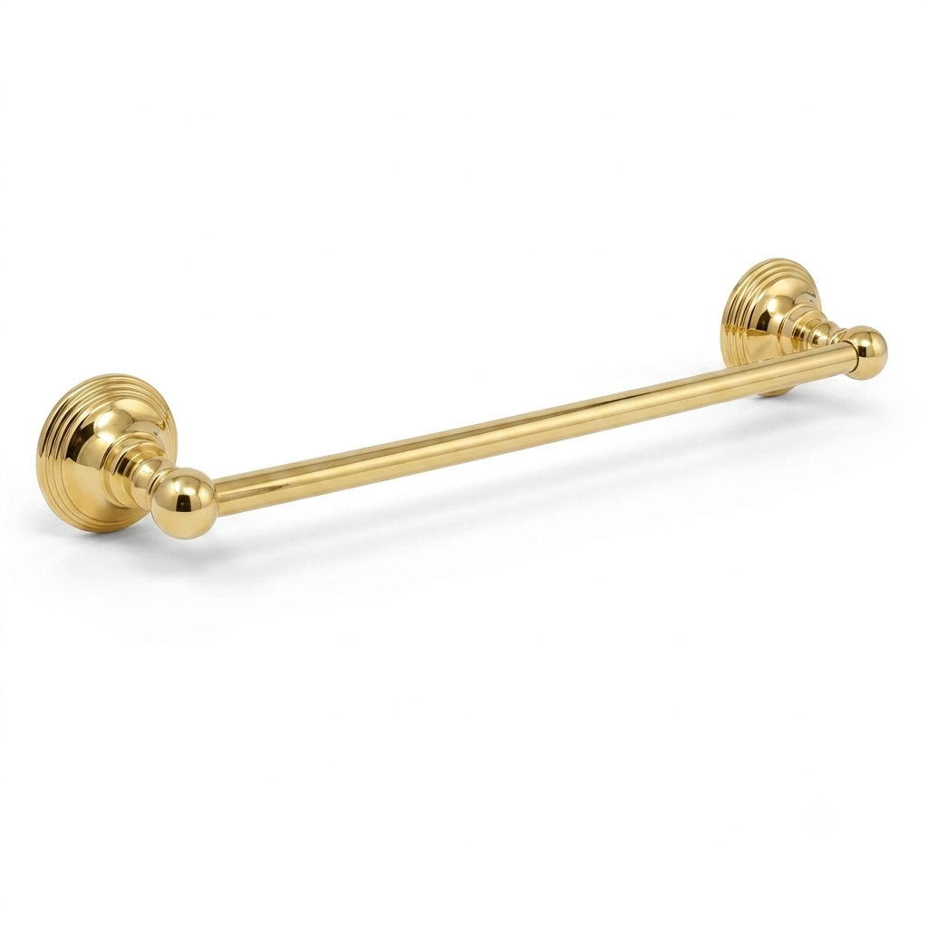 St. Lawrence Traditional Style Wall Mount Towel Bar 18'', Solid Brass and Brackets P0607 | Strom Living Polished Brass 18" - Bathroom Accessories