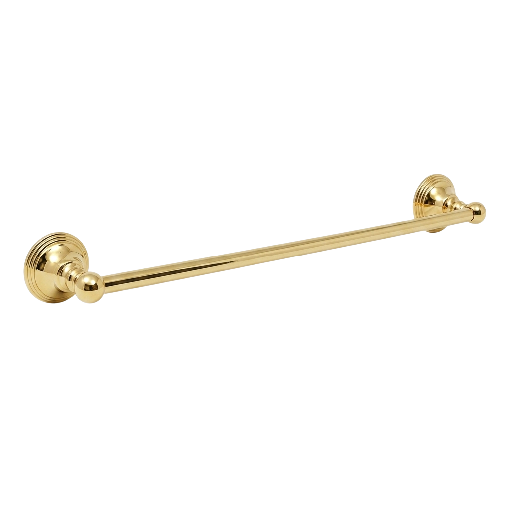 St. Lawrence Traditional Style Wall Mount Towel Bar 18'', Solid Brass and Brackets P0607 | Strom Living Supercoat Brass 24" - Bathroom Accessories