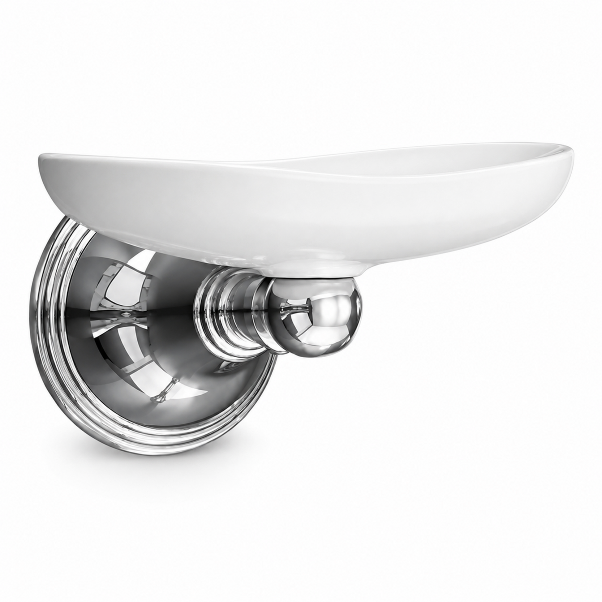 St. Lawrence Vintage Style Wall Mount Porcelain Soap Dish with Mounting Hardware and Escutcheon P0613 | Strom Living Chrome - Bathroom Accessories